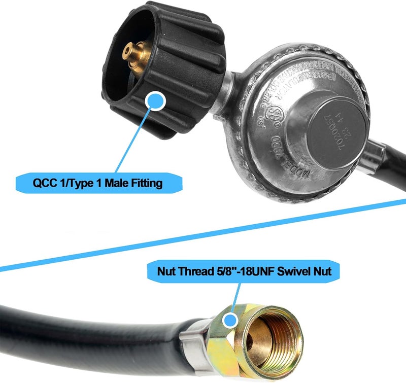 GrillAce Gas Grill Regulator and Hose,Propane Hose with Regulator Replacement for Weber, Blackstone, Nexgrill, Fire Pit, Most LP Gas Grills (3ft) - Image 5